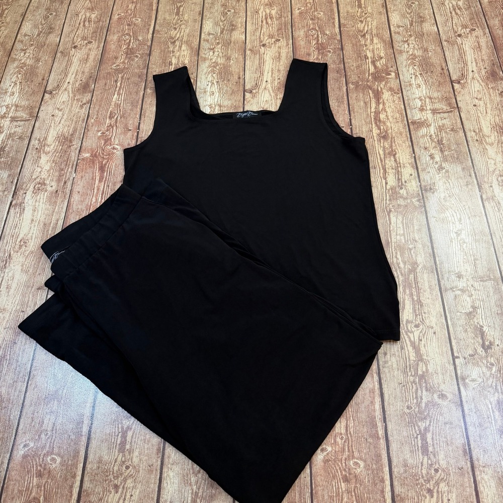 Brigitte Brianna Sexy Modest Pant Set Womens Large Black Wide Leg Tank